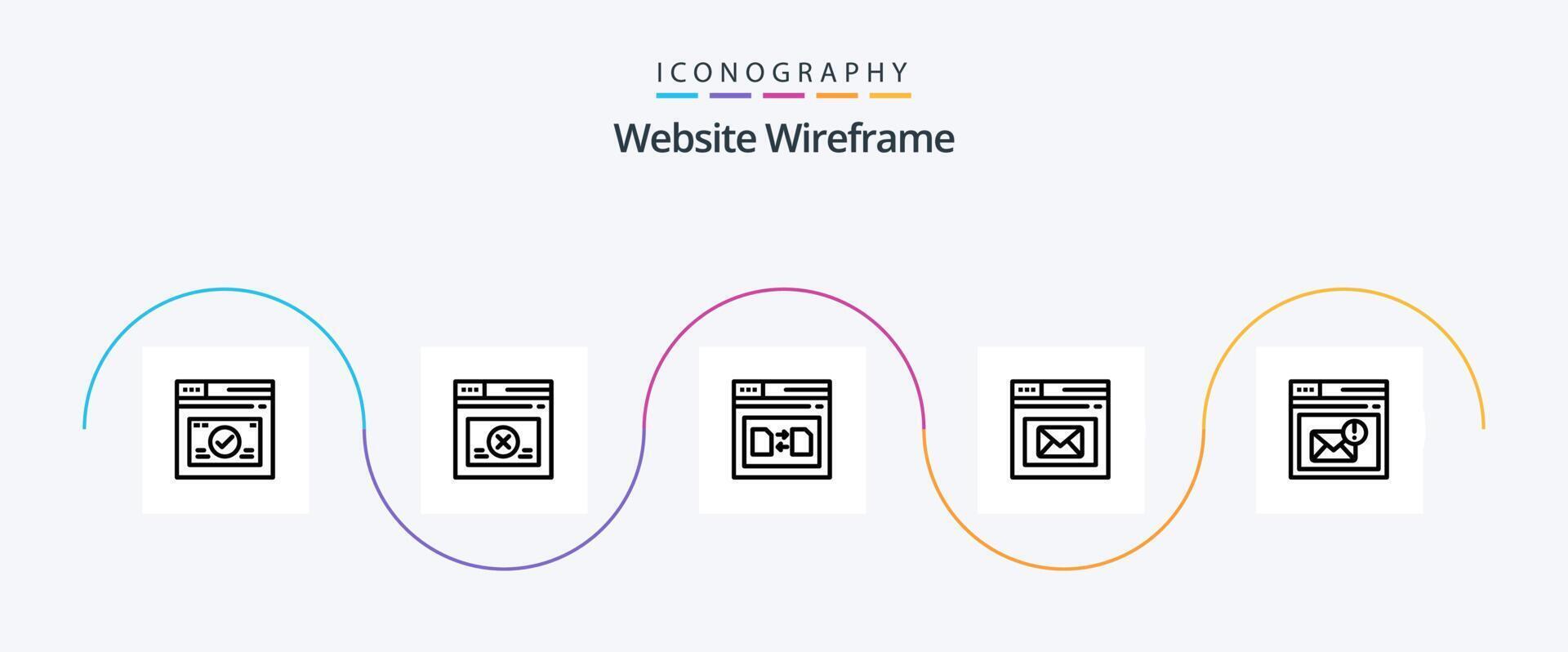 Website Wireframe Line 5 Icon Pack Including page inbox share browser page vector