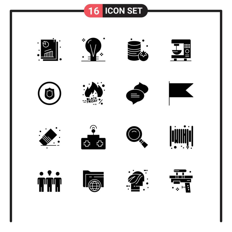 Group of 16 Modern Solid Glyphs Set for award home electric electric vegetable Editable element Design Elements vector