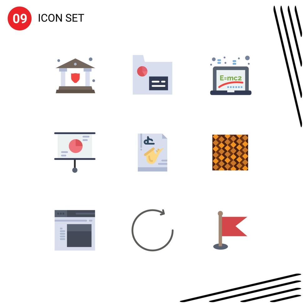 Set of 9 element Flat Colors on Grid for instrument teamwork learning strategy business Editable element Design Elements vector
