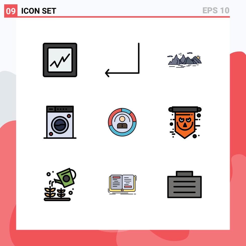 9 Filledline Flat Color concept for Websites Mobile and Apps people features nature diagram machine Editable element Design Elements vector