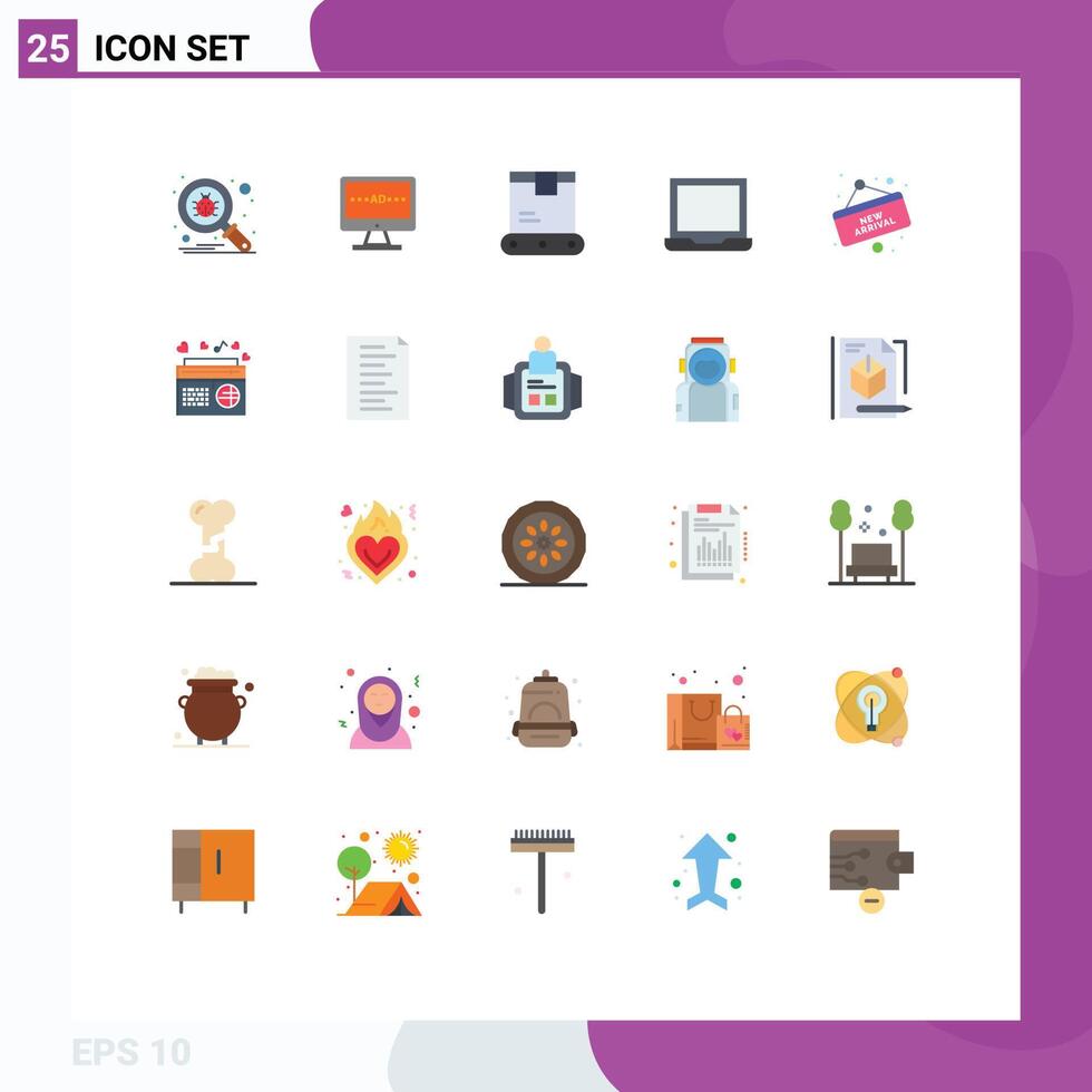 Group of 25 Flat Colors Signs and Symbols for new laptop lcd devices shipping Editable element Design Elements vector