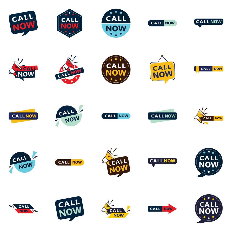 Call Now 25 Modern Typographic Elements for promoting calls in a current way vector