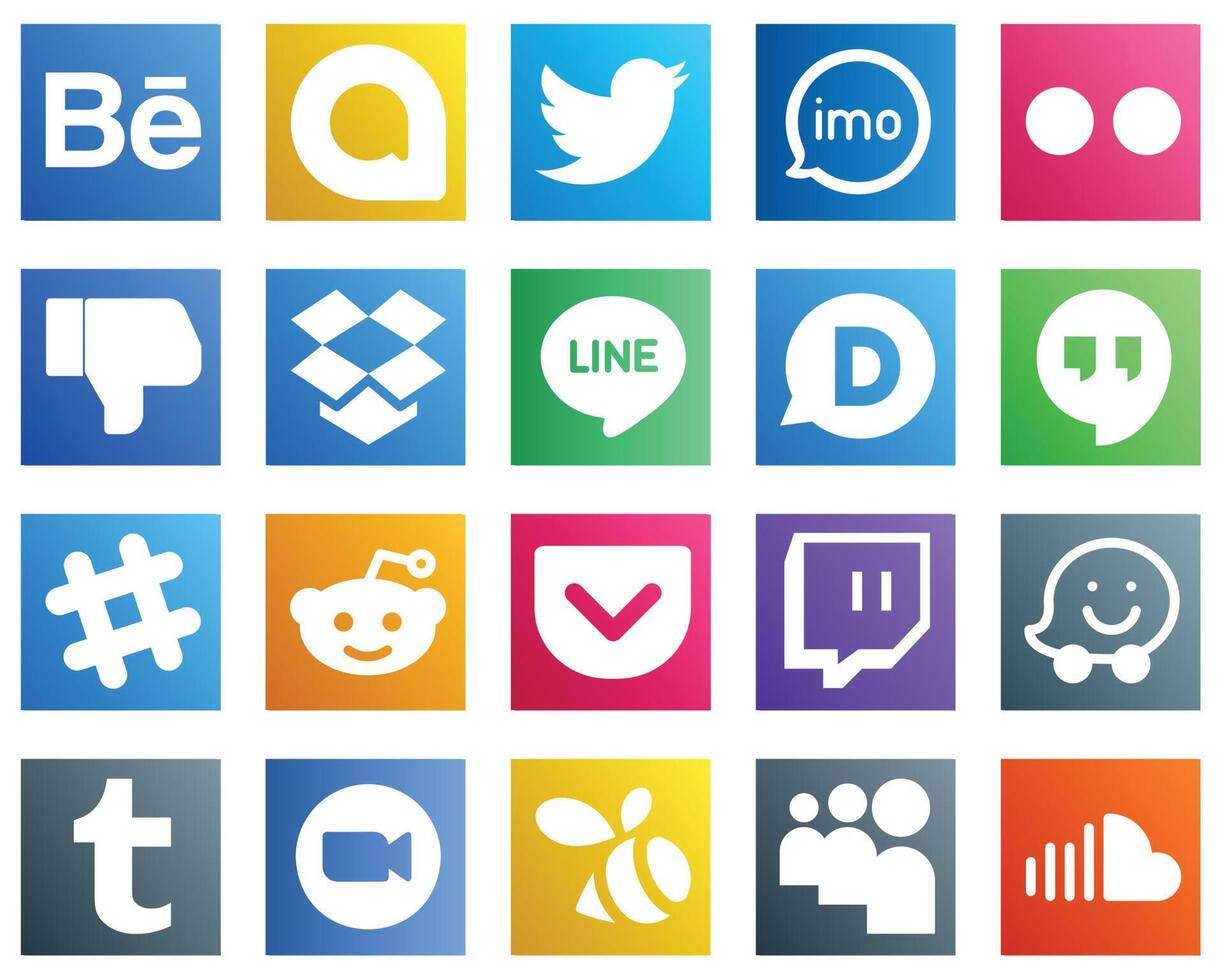 20 Social Media Icons for Your Designs such as reddit google hangouts flickr disqus and dropbox icons Versatile and high quality vector