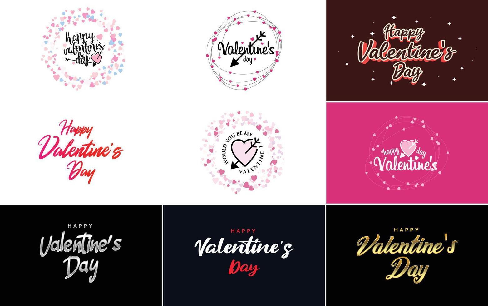 Happy Valentine's Day text hand lettering typography poster on red gradient background element illustration suitable for use in design of romantic quote postcards vector