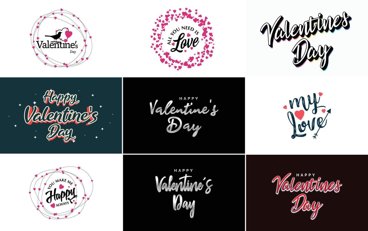 Happy Valentine's Day typography poster with handwritten calligraphy text isolated on white background element illustration vector