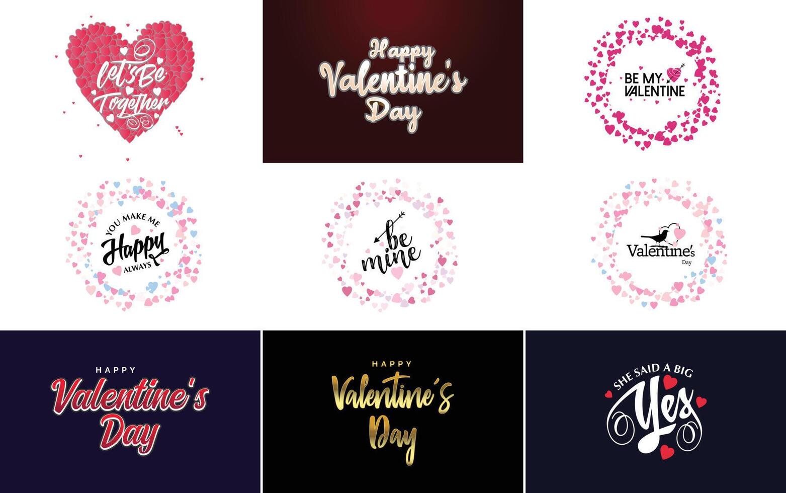Happy Valentine's Day typography poster with handwritten calligraphy text isolated on white background element illustration vector