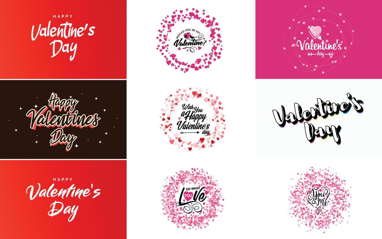 Happy Valentine's Day typography poster with handwritten calligraphy text isolated on white background element illustration vector