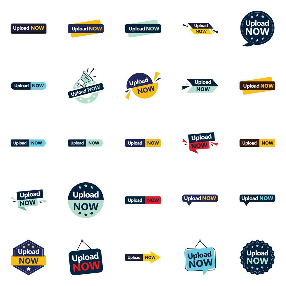 The Upload Now element Pack 25 Elegant Designs for Graphic and Product Designers vector