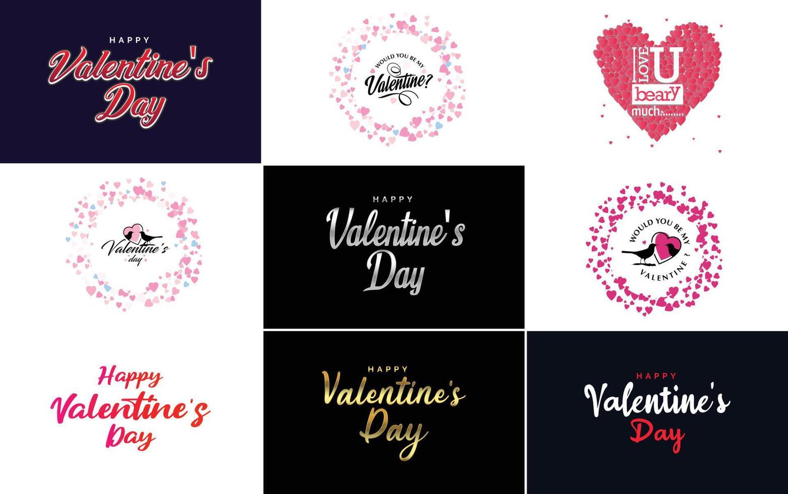 Happy Valentine's Day typography poster with handwritten calligraphy text isolated on white background element illustration vector