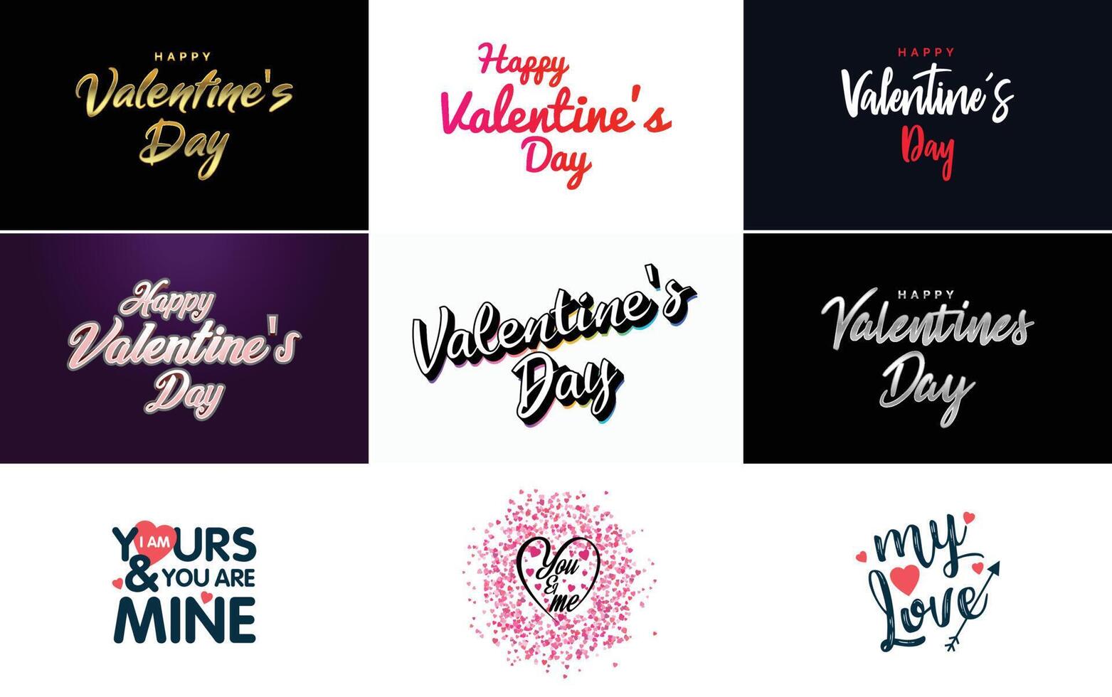 Happy Valentine's Day typography design with a heart shaped balloon and a gradient color scheme vector