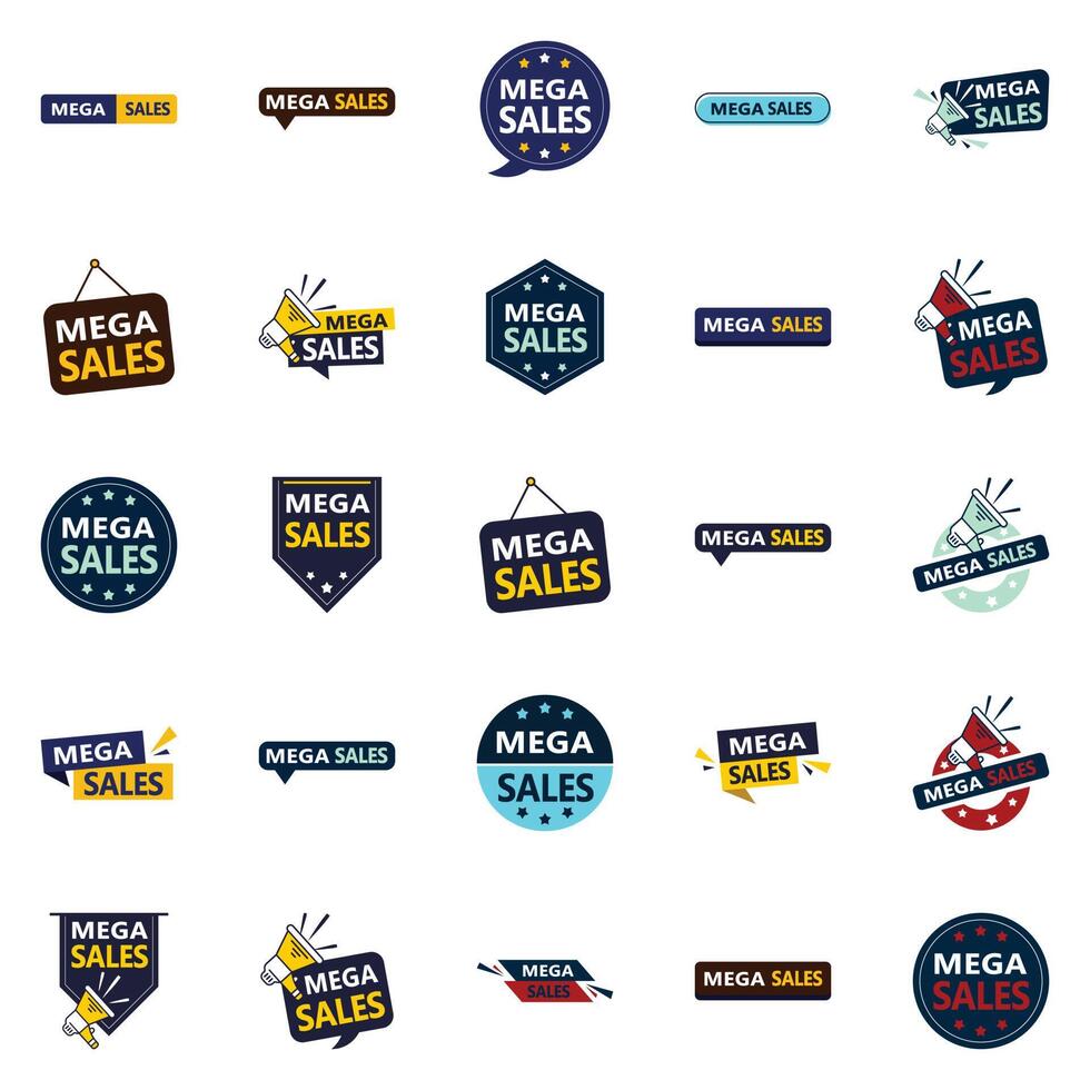 Make a Bold Statement with the Mega Sale element Bundle 25 Eye catching Designs Included vector