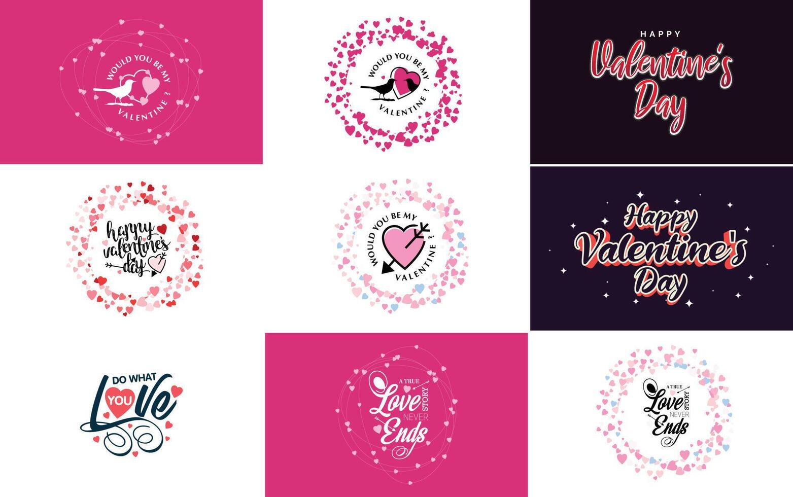 Happy Valentine's Day typography poster with handwritten calligraphy text isolated on white background vector