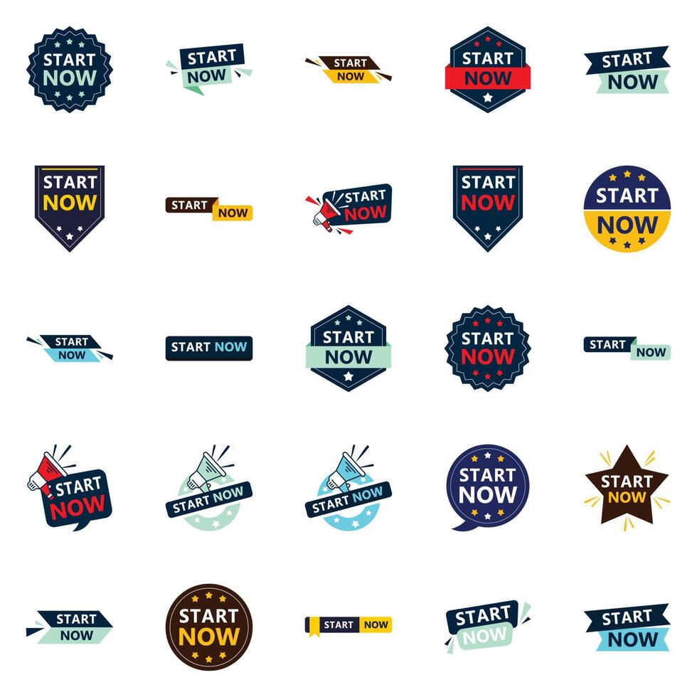 25 High quality Typographic Designs for a professional call to action Start Now vector