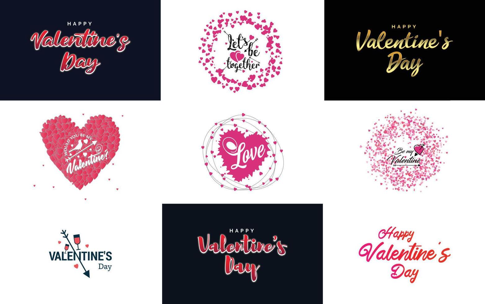 Happy Valentine's Day typography poster with handwritten calligraphy text isolated on white background element illustration vector