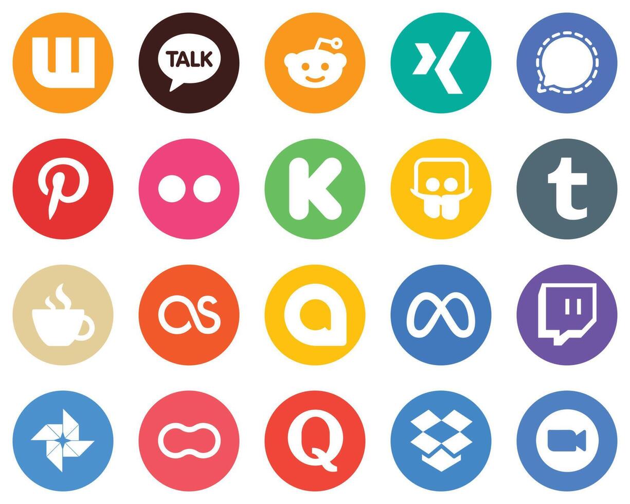 20 Minimalistic White Icons lastfm streaming flickr caffeine and slideshare Flat Circle Backgrounds vector