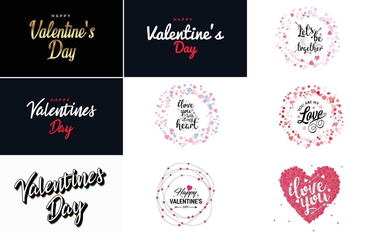 Happy Valentine's Day text hand lettering typography poster on red gradient background element illustration suitable for use in design of romantic quote postcards vector