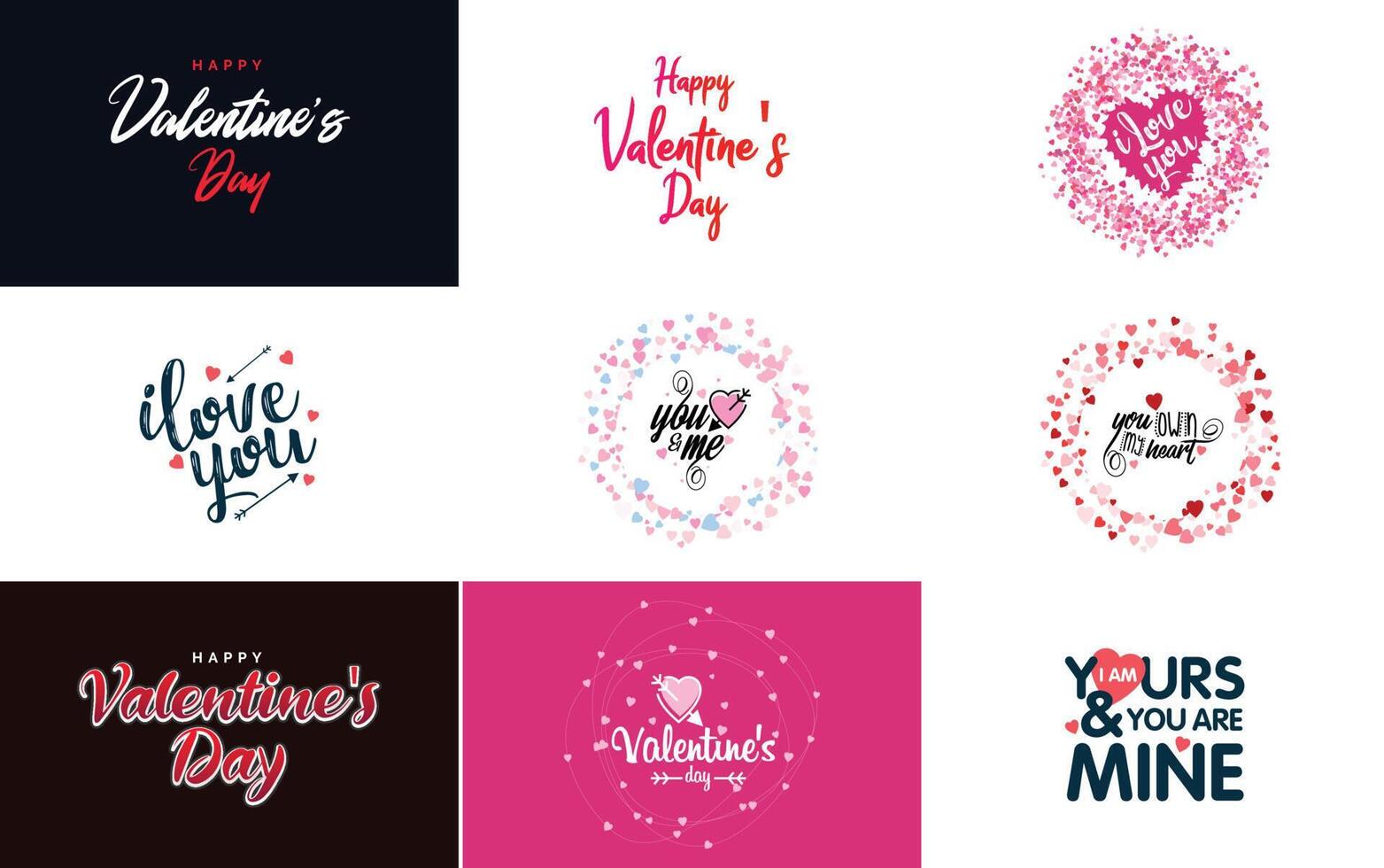 Happy Valentine's Day typography poster with handwritten calligraphy text isolated on white background vector
