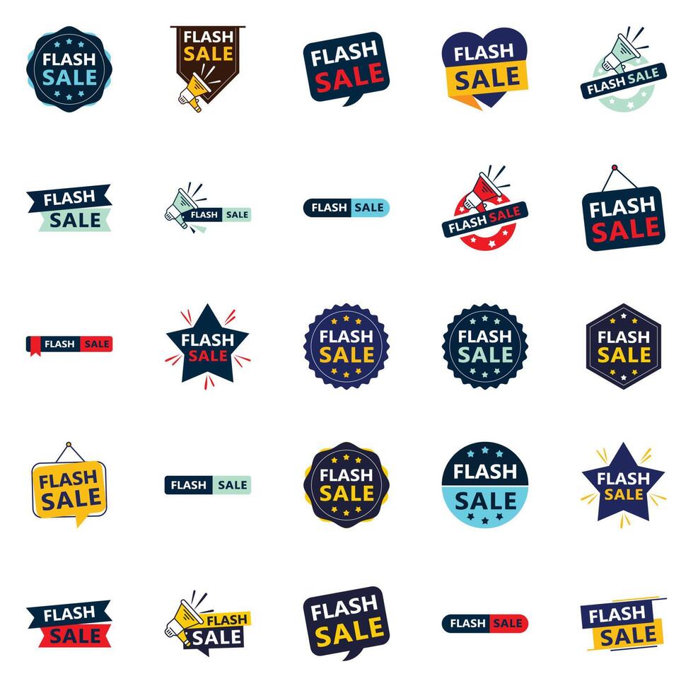 25 Editable element Designs in the Flash Sale Bundle Perfect for Personalized Marketing Campaigns vector