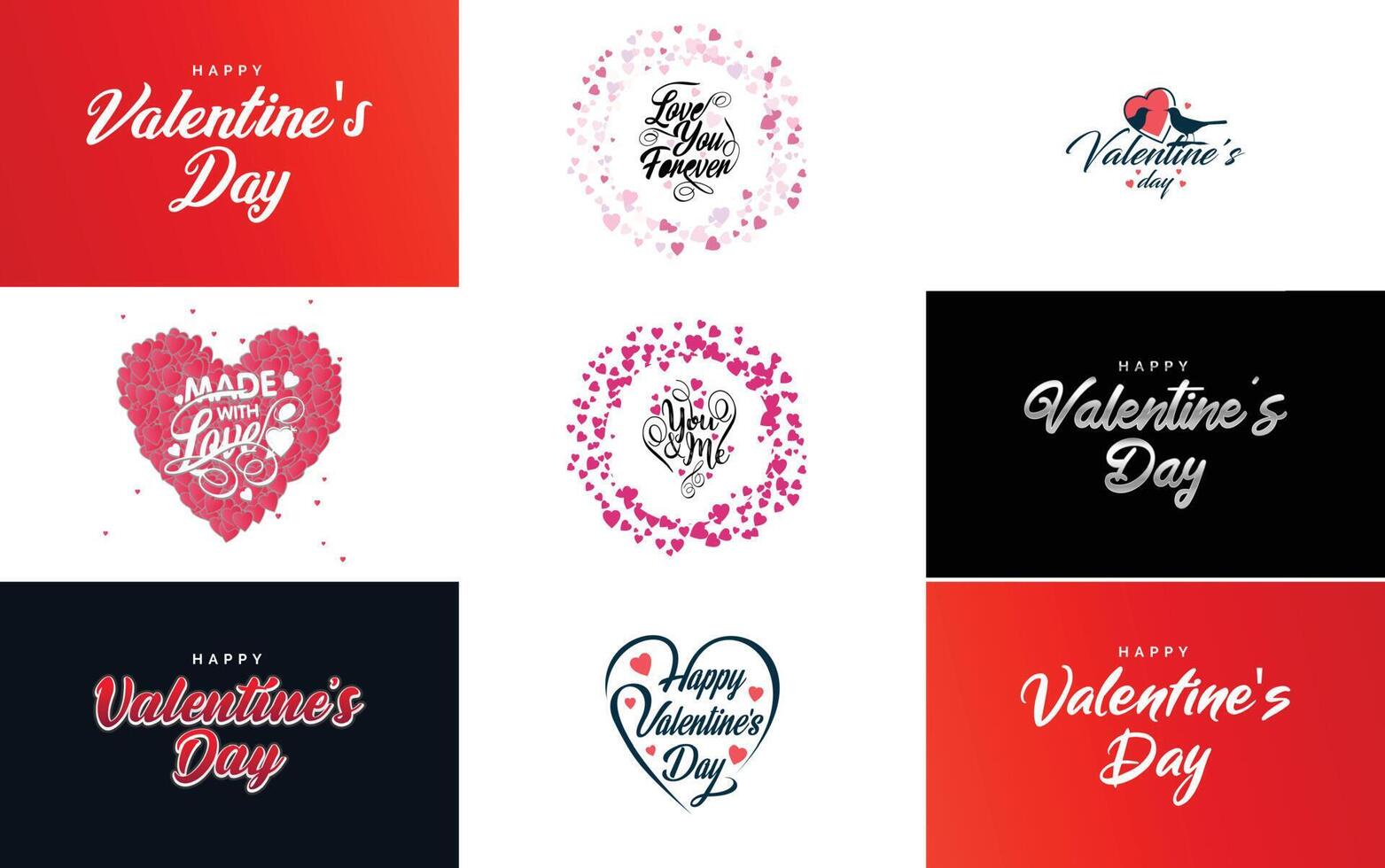 Happy Valentine's Day text hand lettering typography poster on red gradient background element illustration suitable for use in design of romantic quote postcards vector