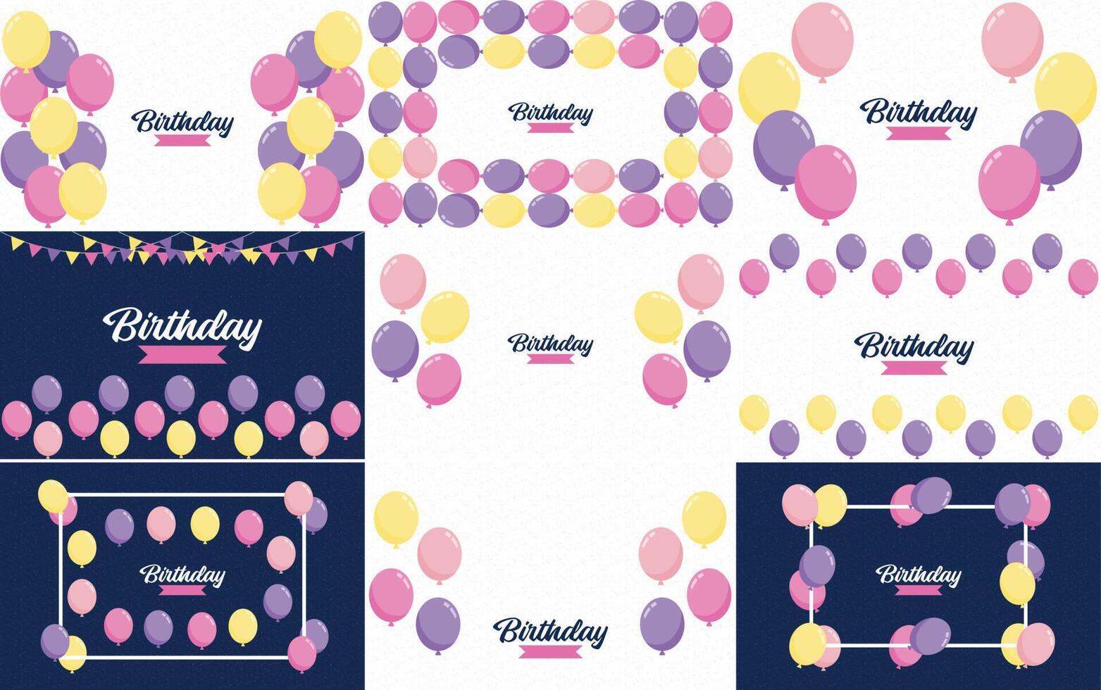 Happy Birthday written in a decorative vintage font with a background of party streamers and confetti vector
