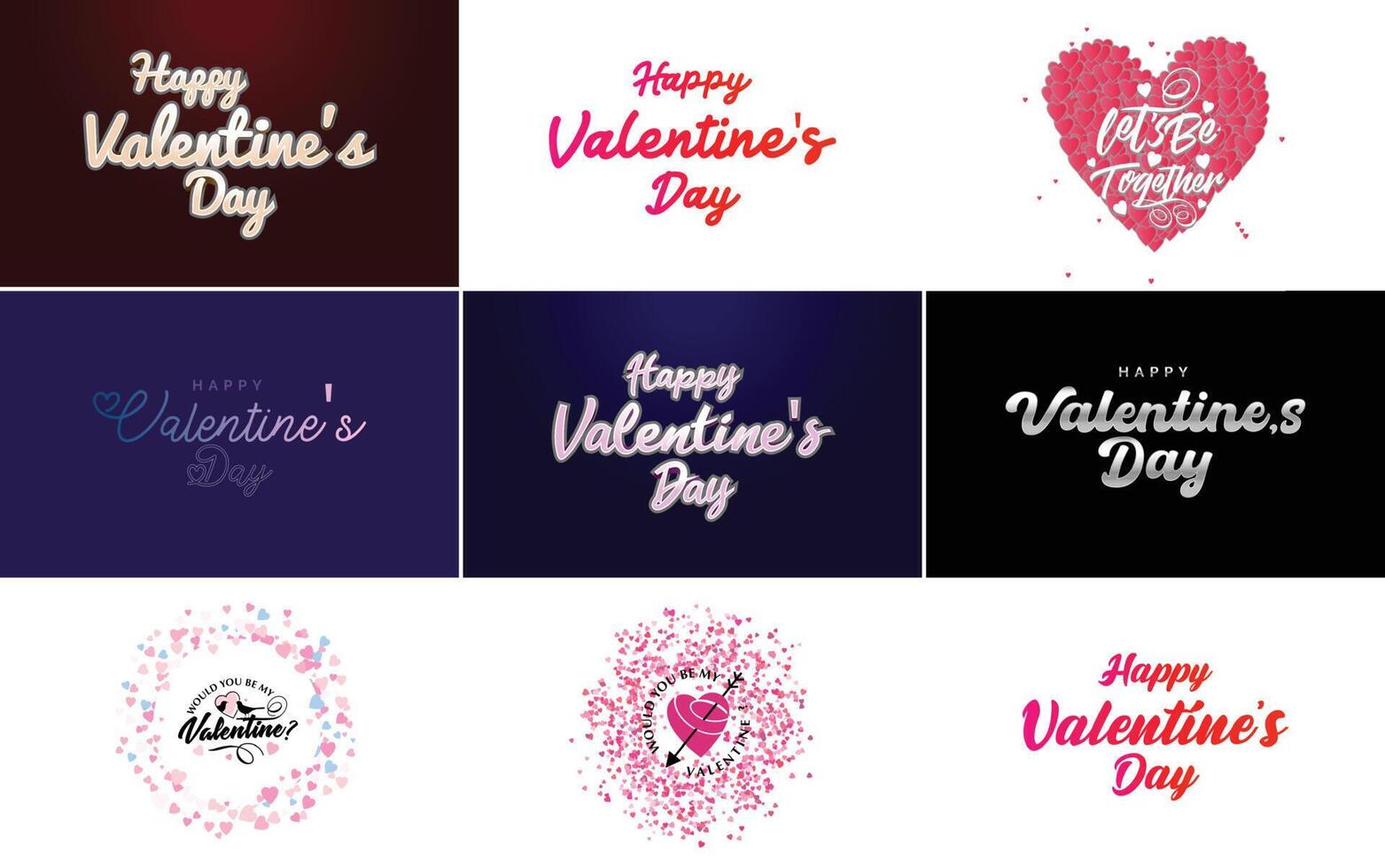 Happy Valentine's Day greeting card template with a romantic theme and a red and pink color scheme vector
