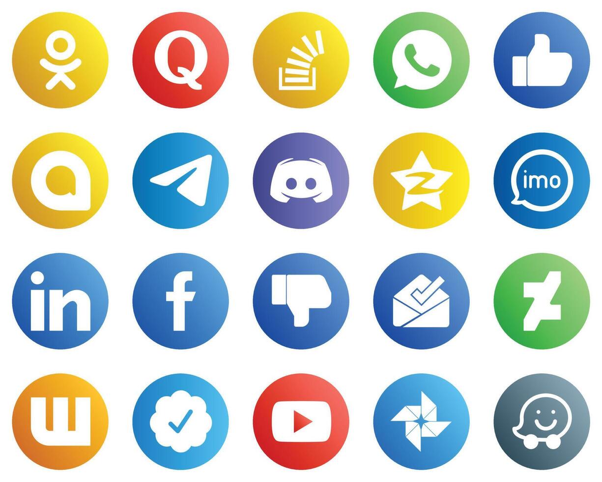 20 Unique Social Media Icons such as message like discord and messenger icons Creative and high resolution vector