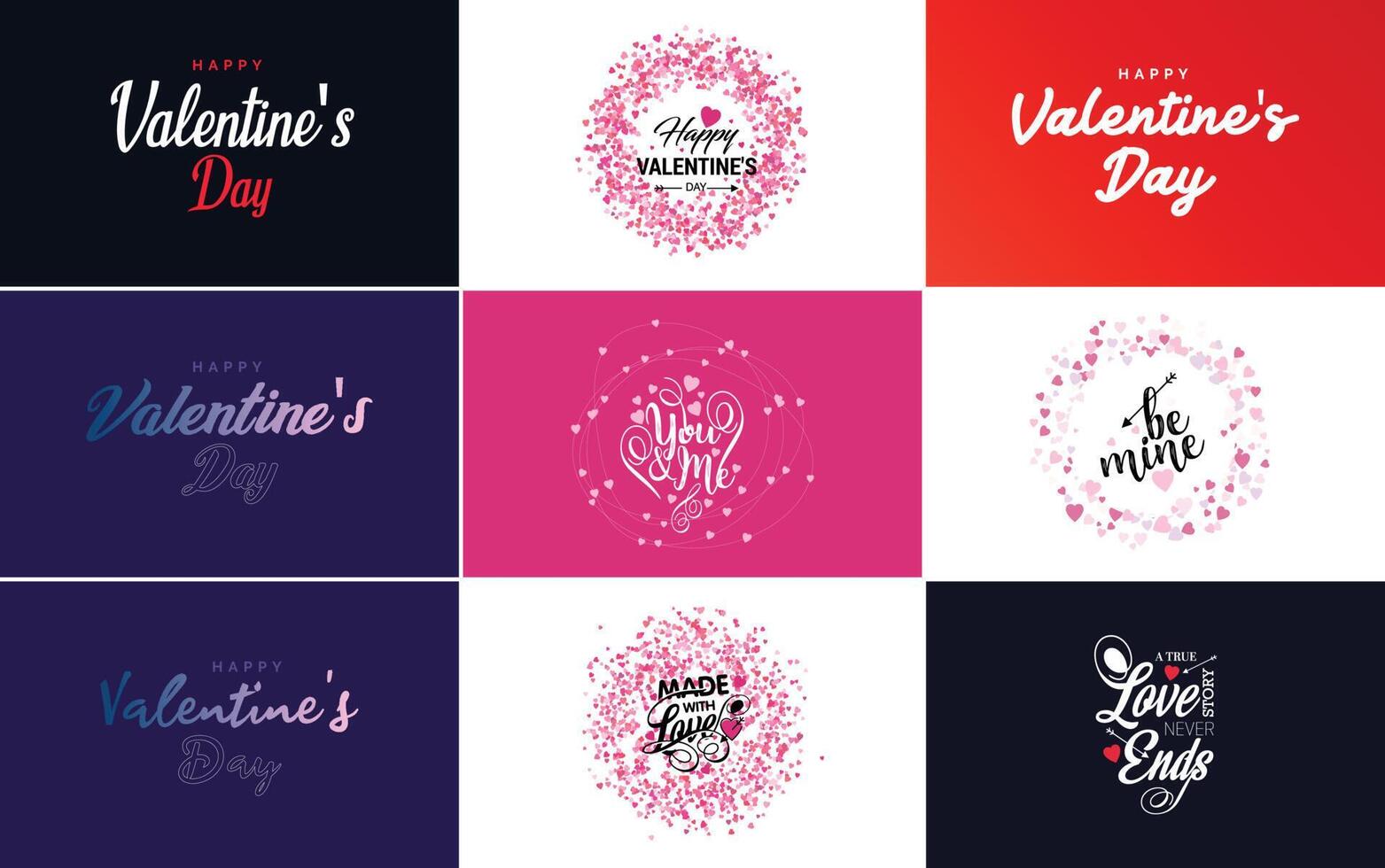 Happy Valentine's Day text hand lettering typography poster on red gradient background element illustration suitable for use in design of romantic quote postcards vector