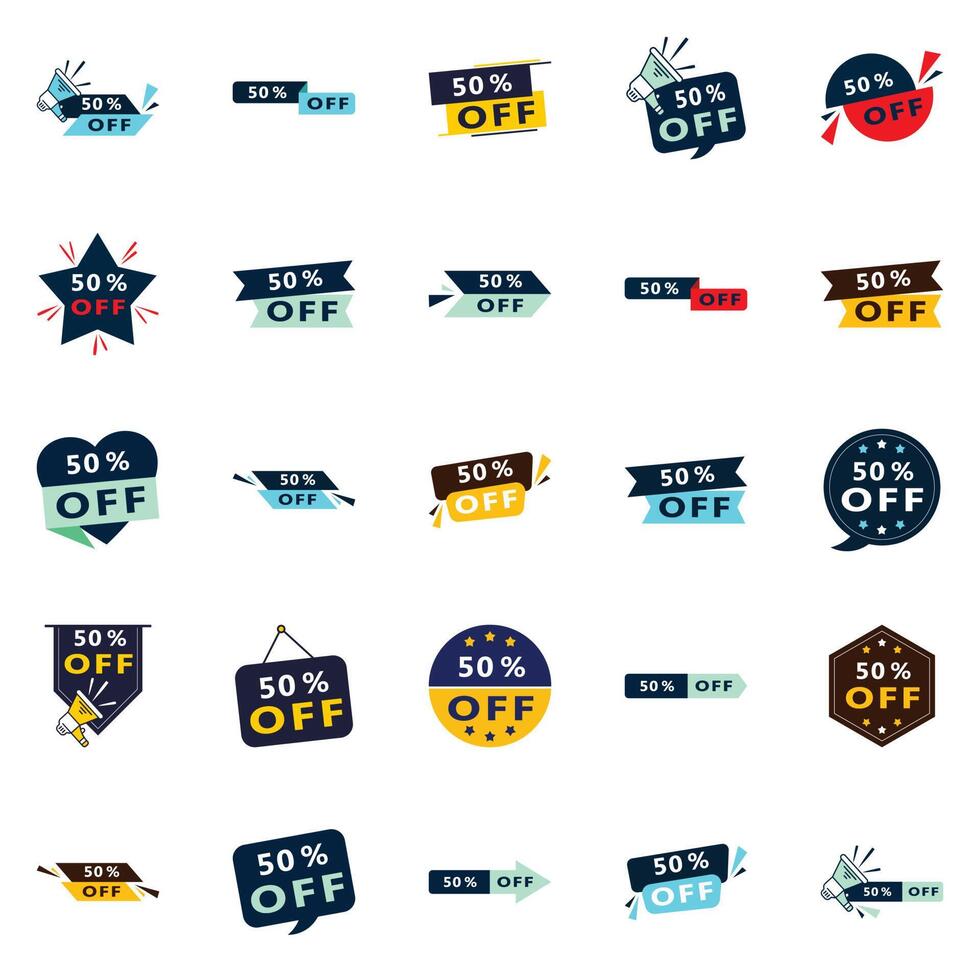 Half Price Sale 50 Off Banner Templates vector