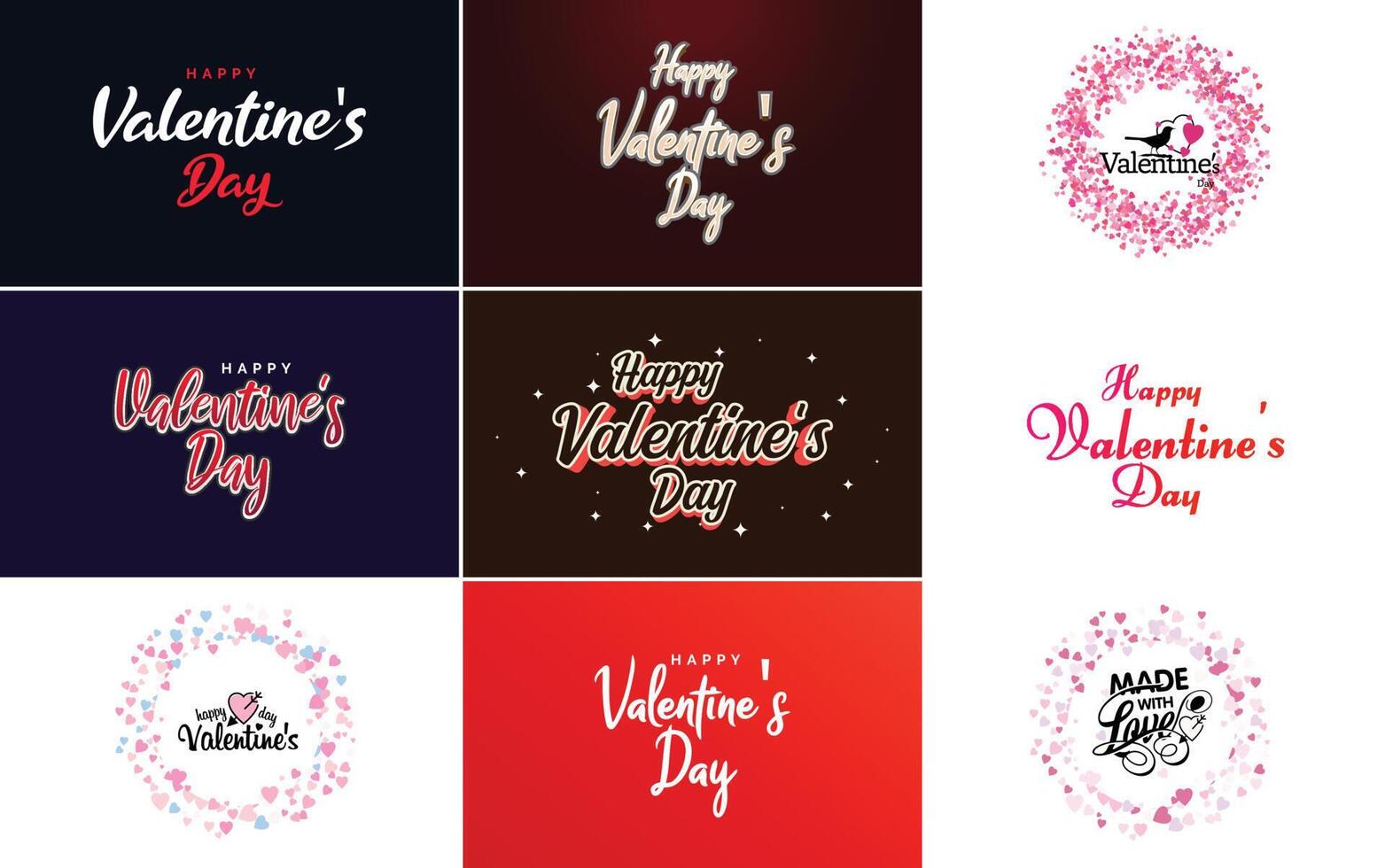 Happy Valentine's Day typography design with a heart shaped wreath and a watercolor texture vector