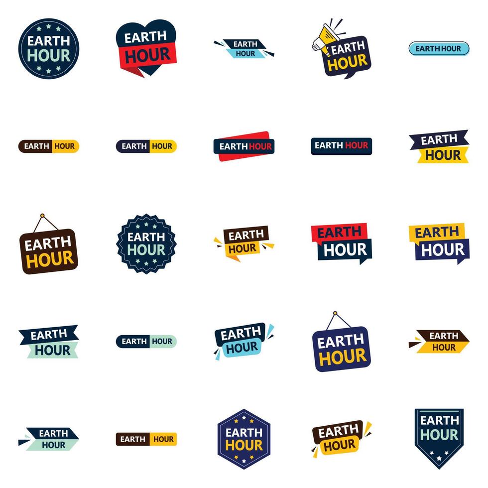 25 Versatile element Designs in the Earth Hour Pack Perfect for Environmental Organizations vector