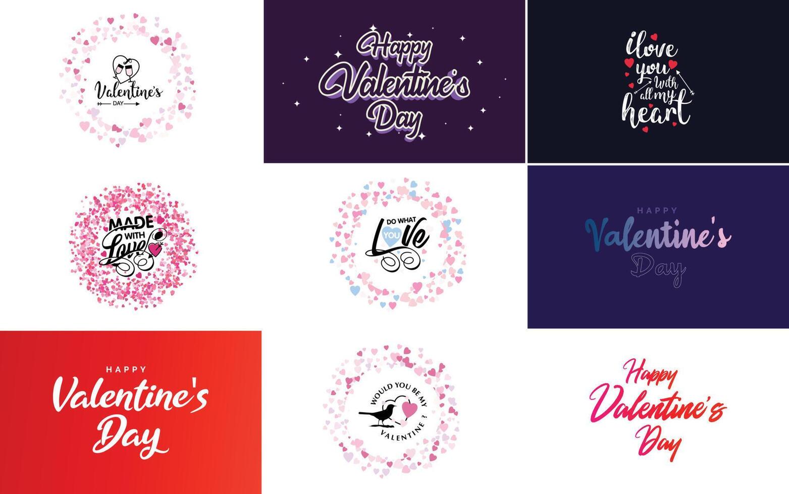 Happy Valentine's Day greeting card template with a romantic theme and a red and pink color scheme vector