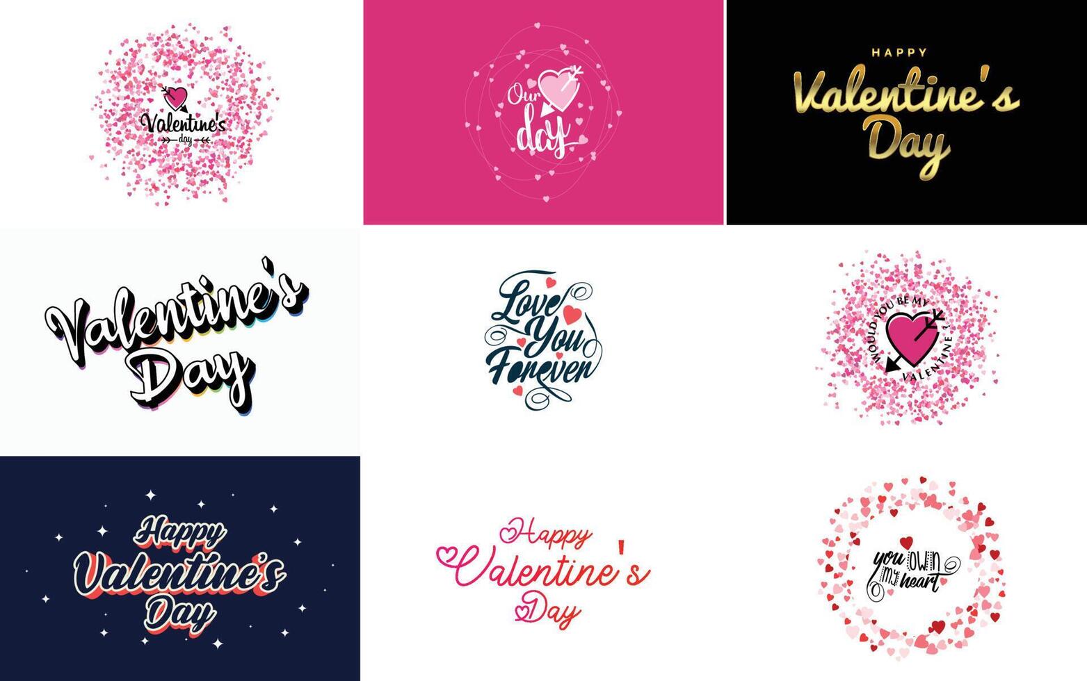 Happy Valentine's Day typography poster with handwritten calligraphy text isolated on white background element illustration vector