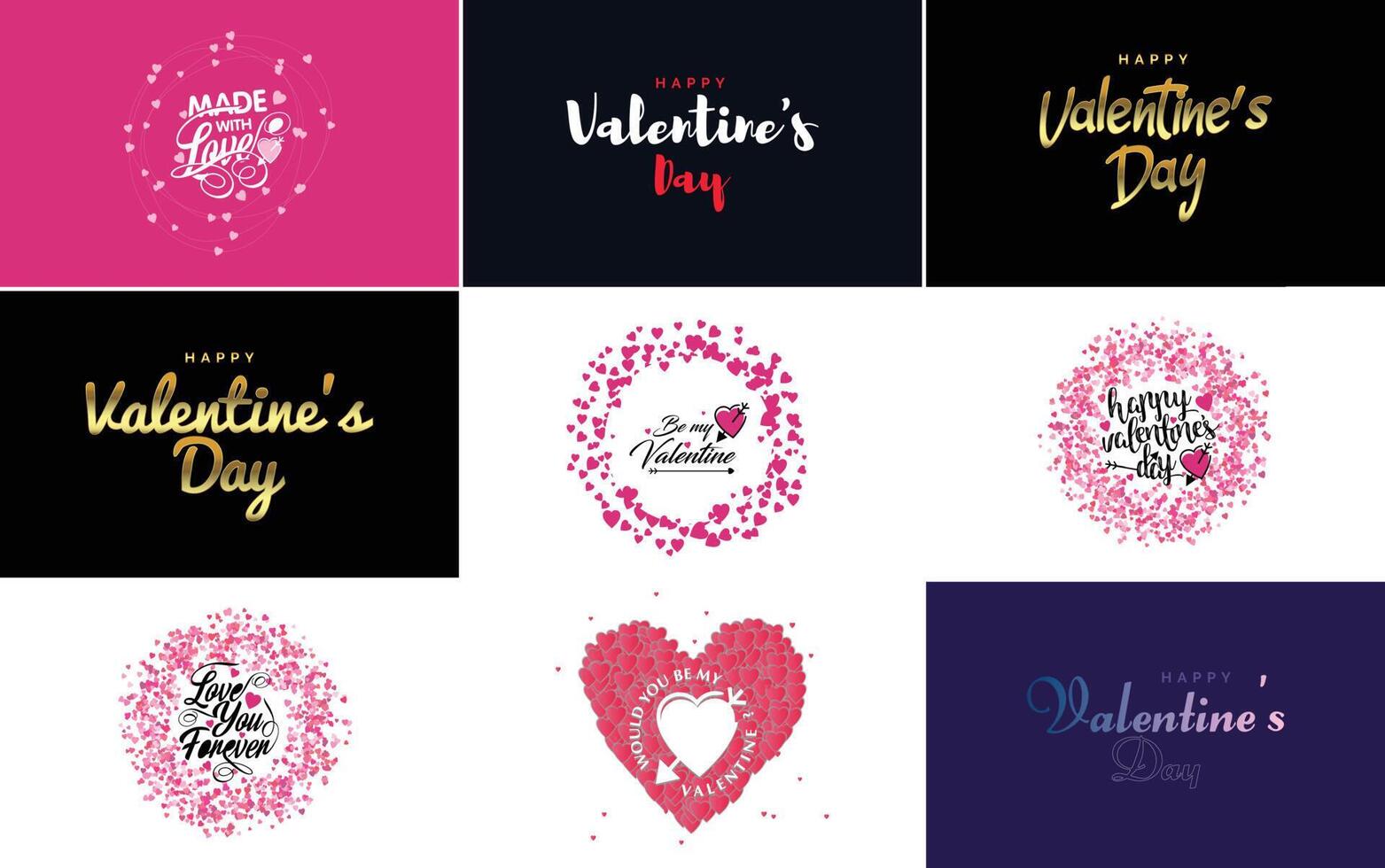 Happy Valentine's Day typography poster with handwritten calligraphy text isolated on white background vector