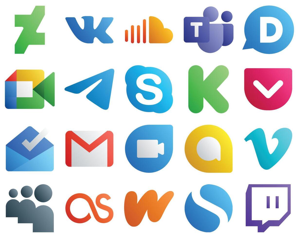 Gradient Social Media Icons Pack 20 icons such as funding chat google meet skype and messenger icons High resolution and fully customizable vector