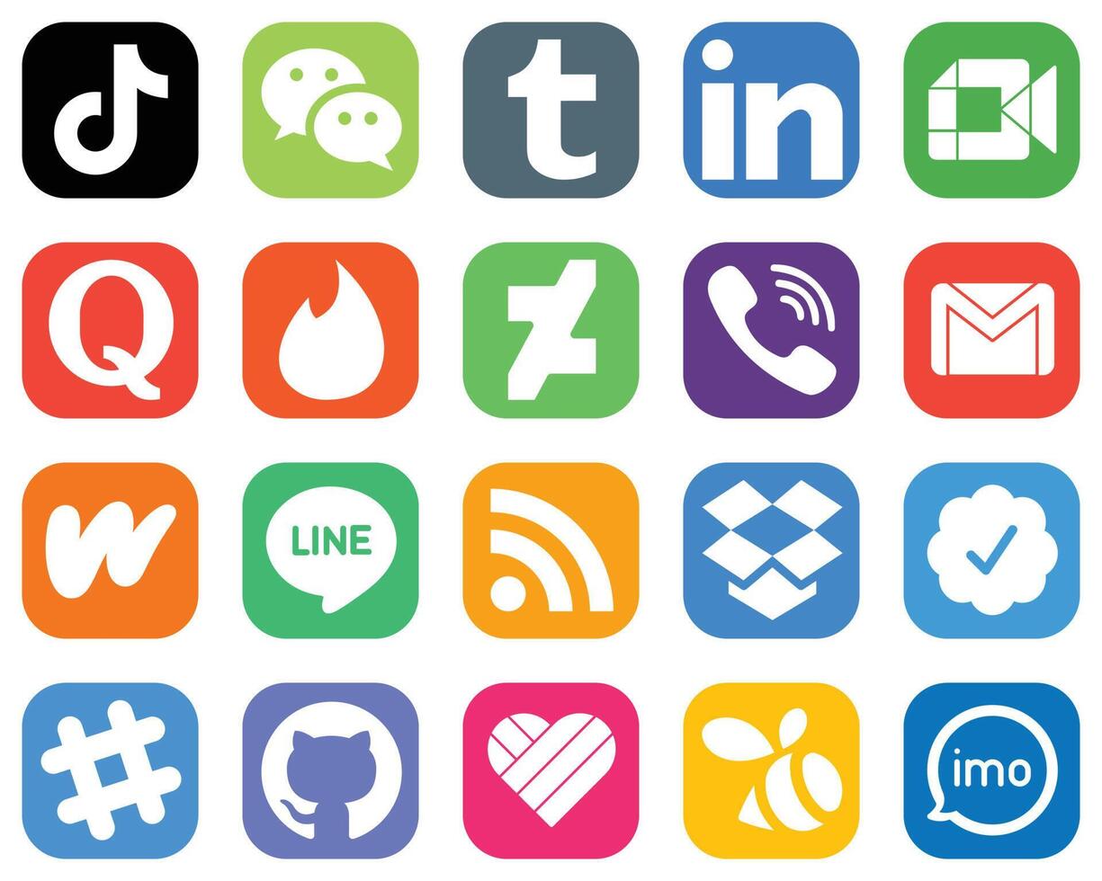 20 Social Media Icons for Every Platform such as viber tinder linkedin and question icons Unique Gradient Icon Set vector