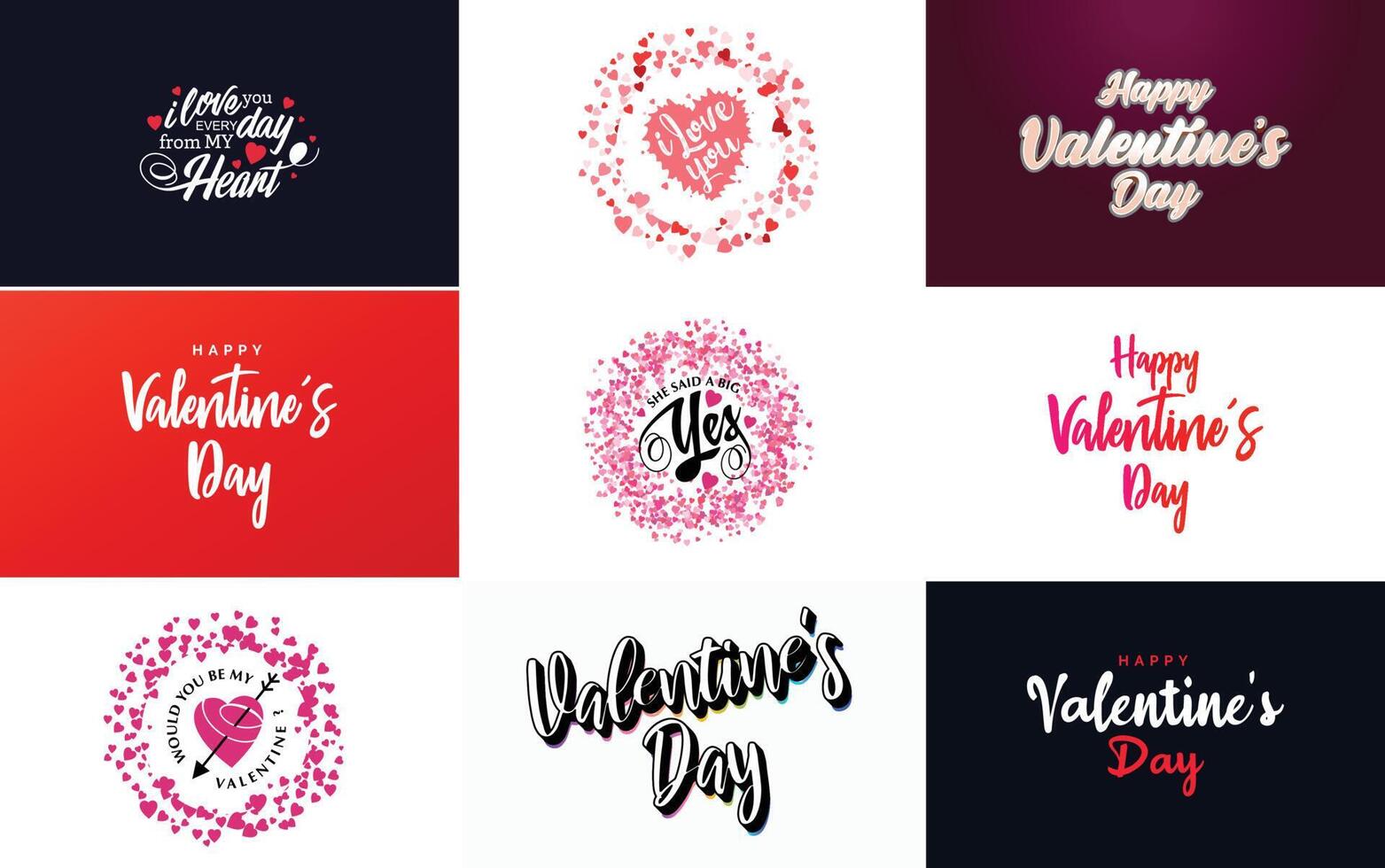 Happy Valentine's Day typography poster with handwritten calligraphy text isolated on white background element illustration vector