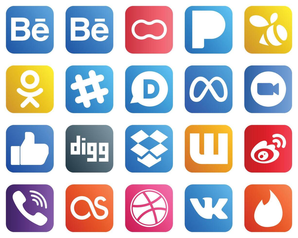 20 Minimalist Social Media Icons such as digg like disqus and icons Professional and high definition vector