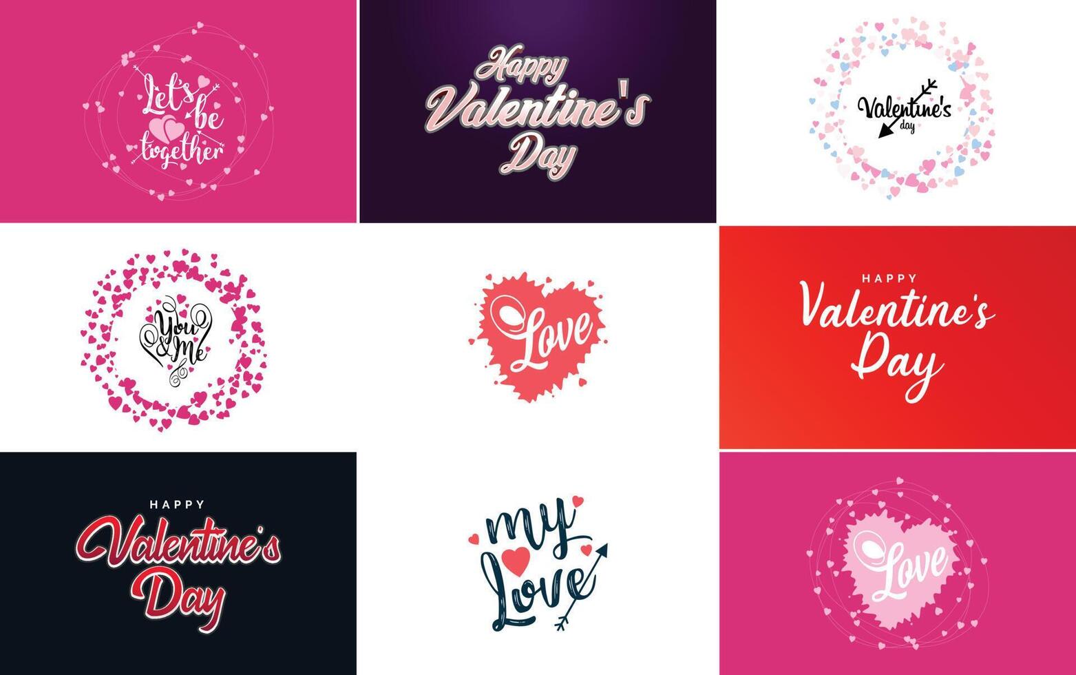 Happy Valentine's Day typography poster with handwritten calligraphy text isolated on white background element illustration vector
