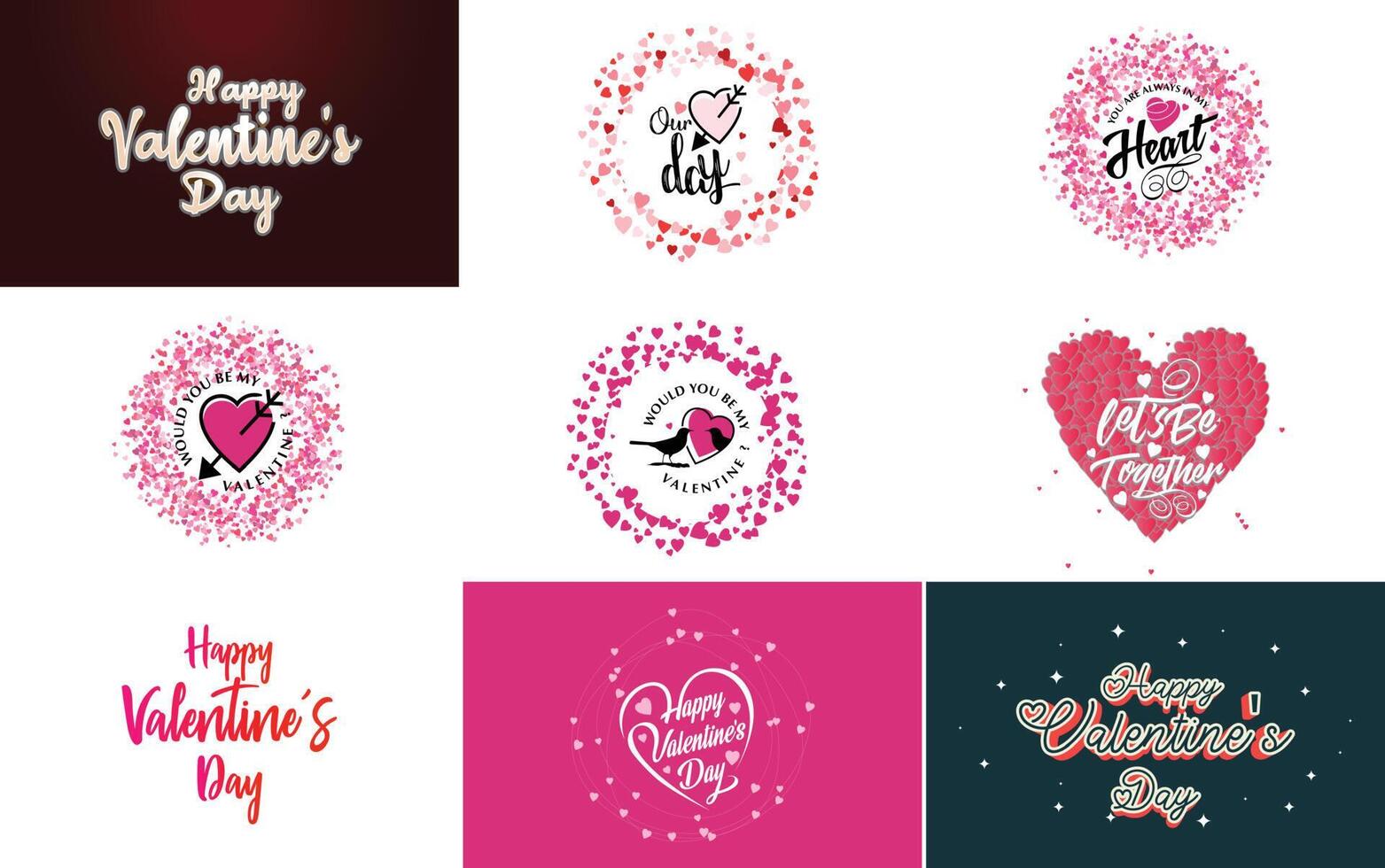 Happy Valentine's Day typography poster with handwritten calligraphy text isolated on white background vector