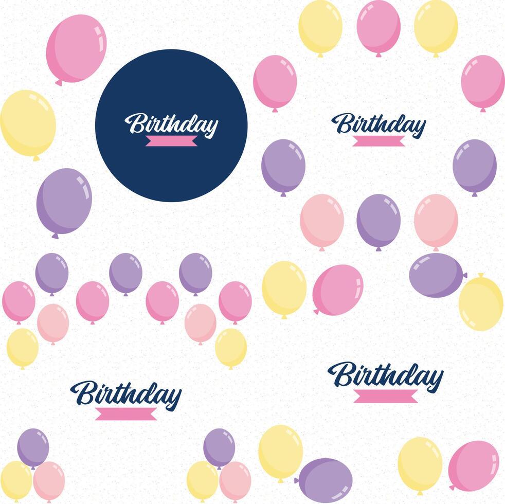 Happy Birthday in a playful hand drawn font with a background of balloons and confetti vector