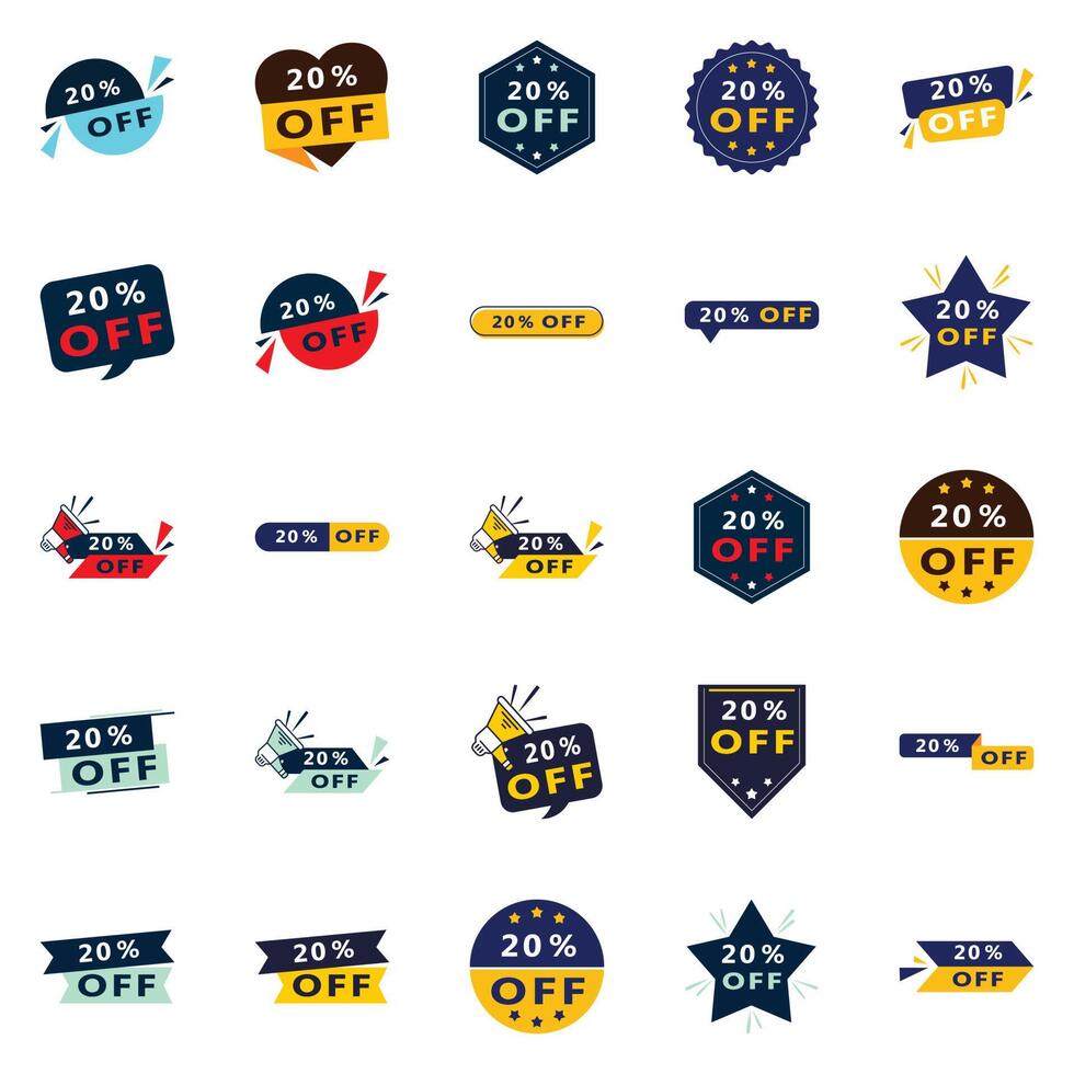 Attract Customers with Our Pack of 25 20 Off Sale Banners vector