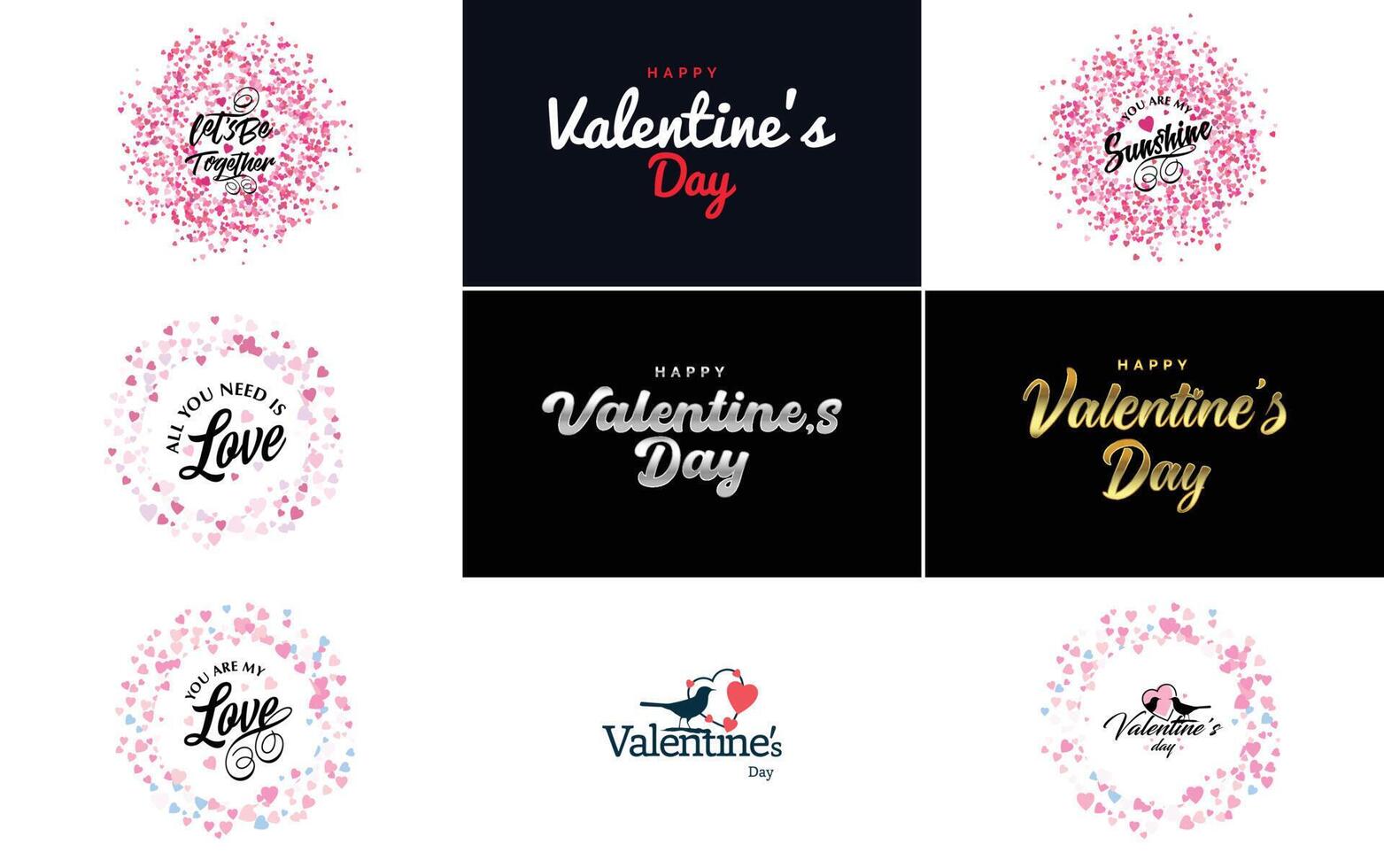 Happy Valentine's Day typography poster with handwritten calligraphy text isolated on white background element illustration vector