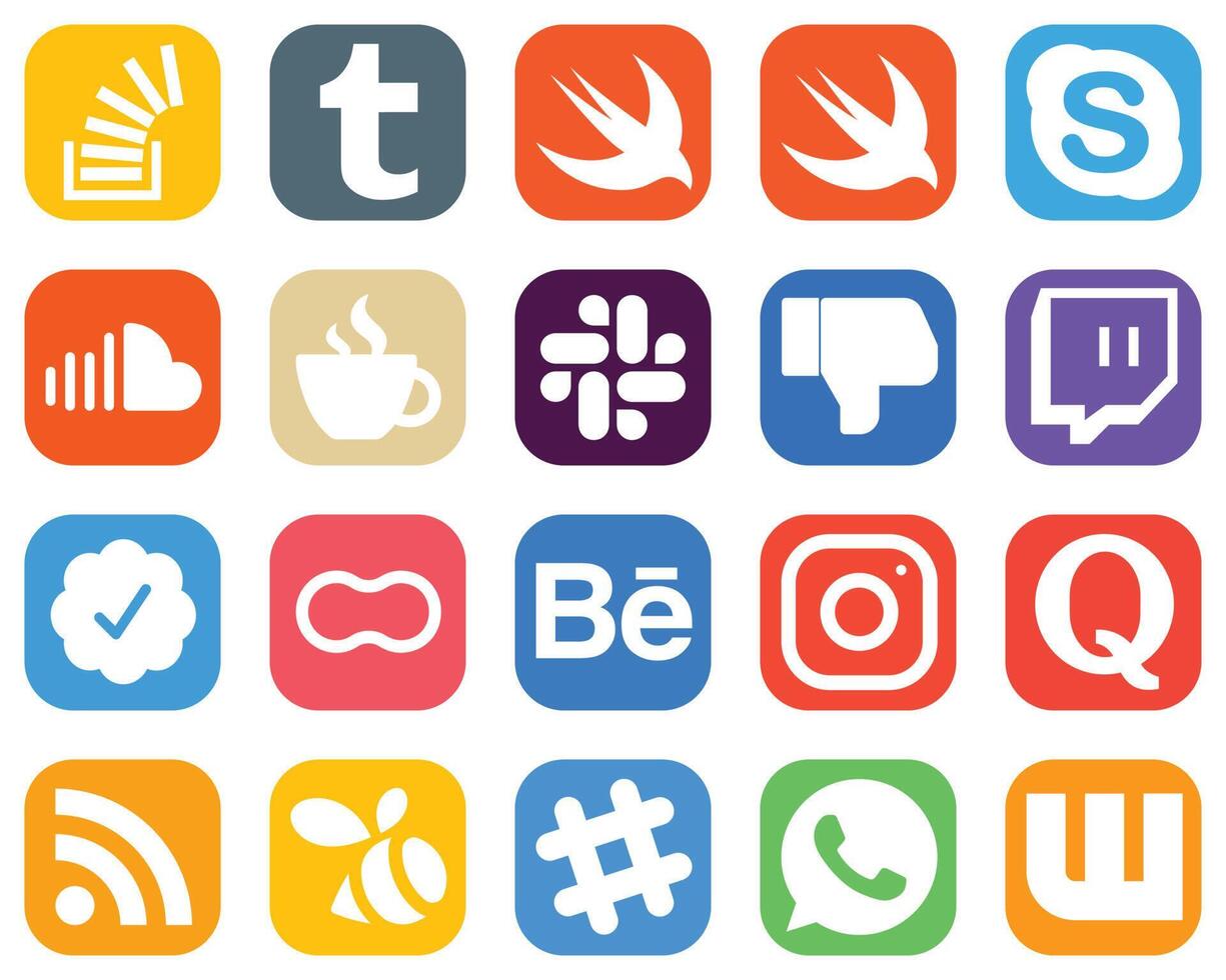 20 Elegant Social Media Icons such as twitch dislike soundcloud slack and streaming icons Gradient Icon Set vector