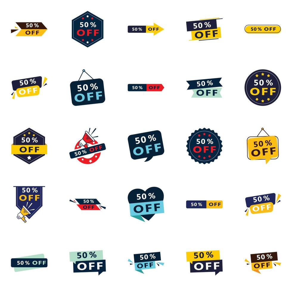 Half Price Sale 50 Off Banner Templates vector