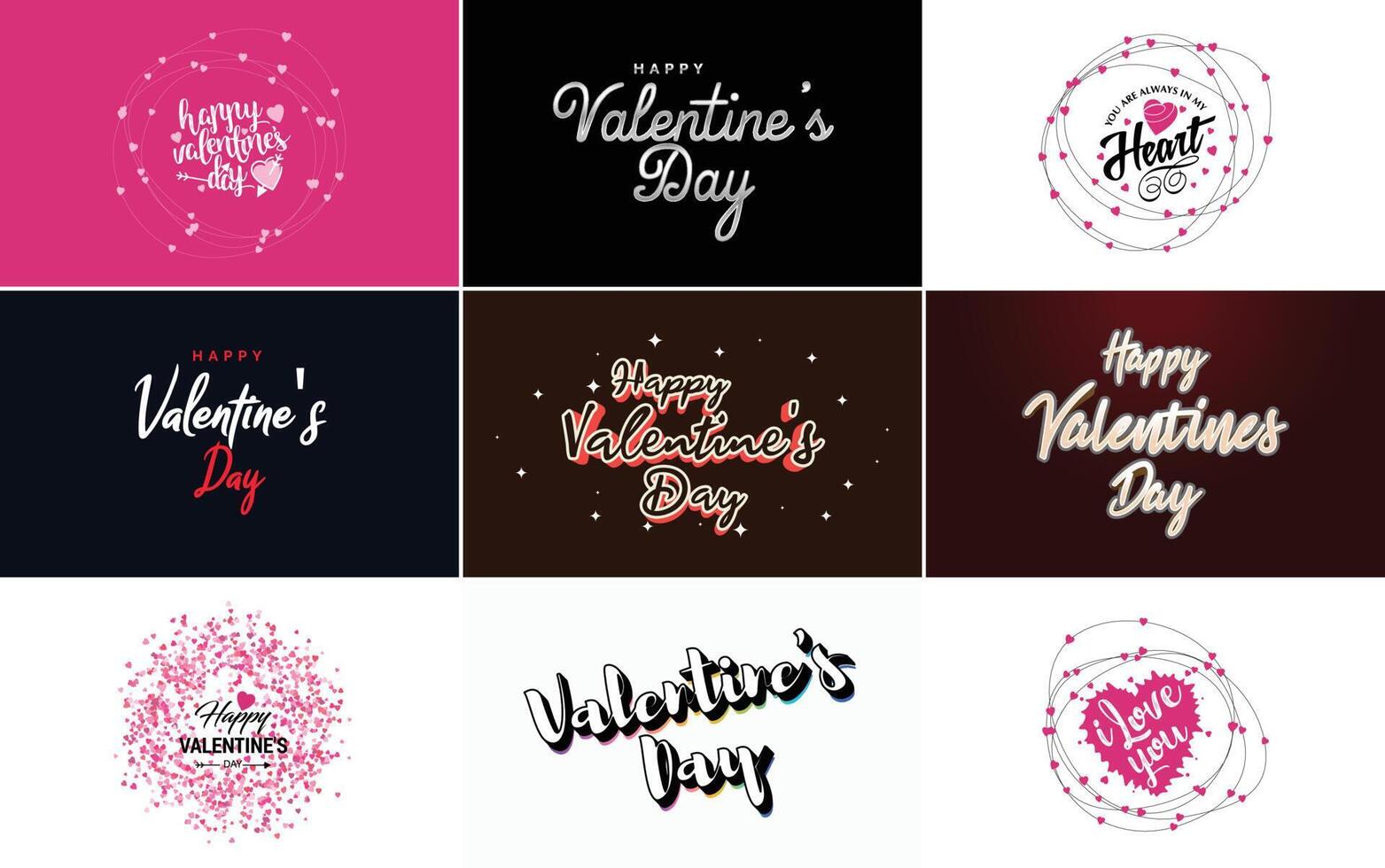 Happy Valentine's Day text hand lettering typography poster on red gradient background element illustration suitable for use in design of romantic quote postcards vector