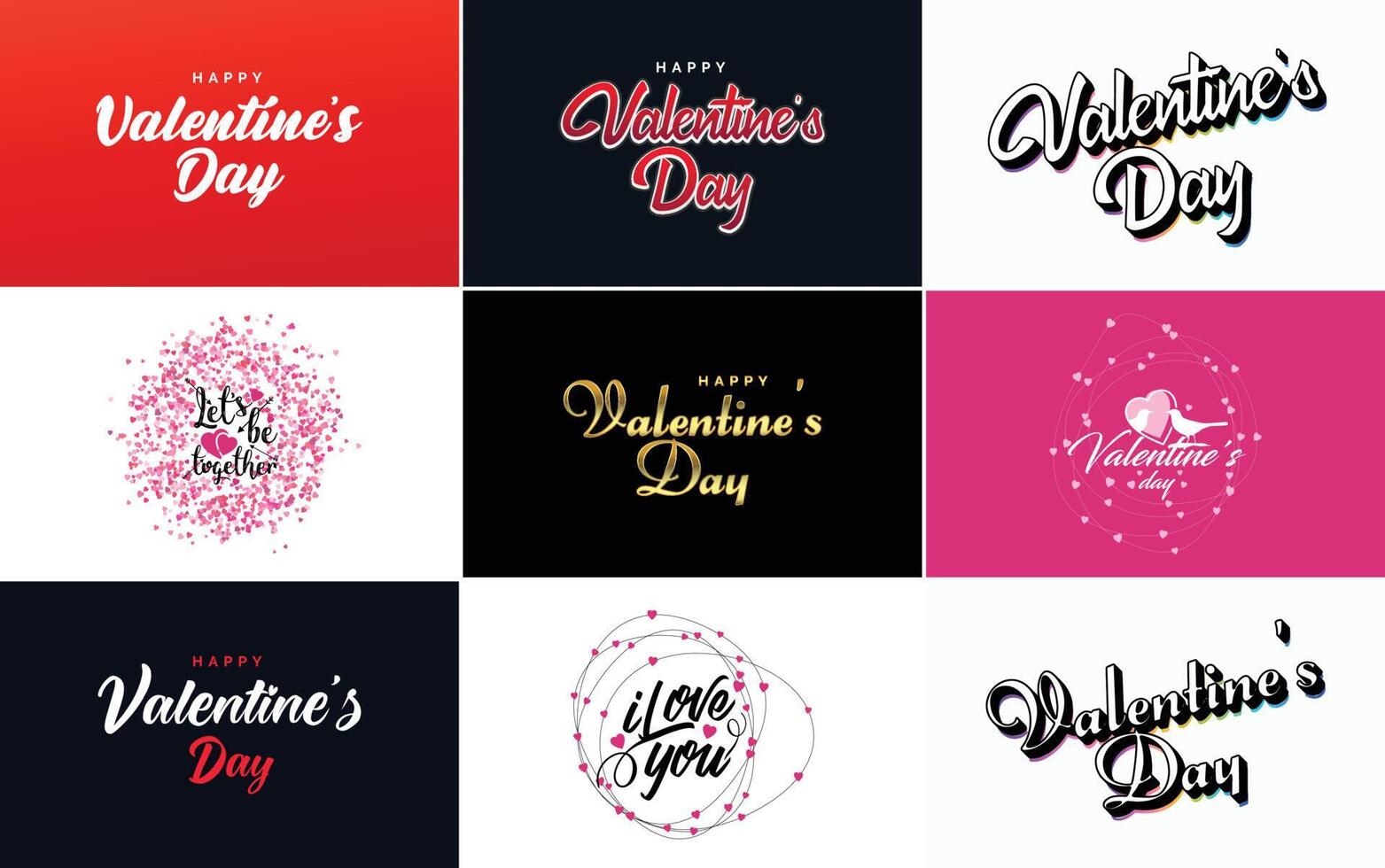 Happy Valentine's Day greeting card template with a romantic theme and a red and pink color scheme vector
