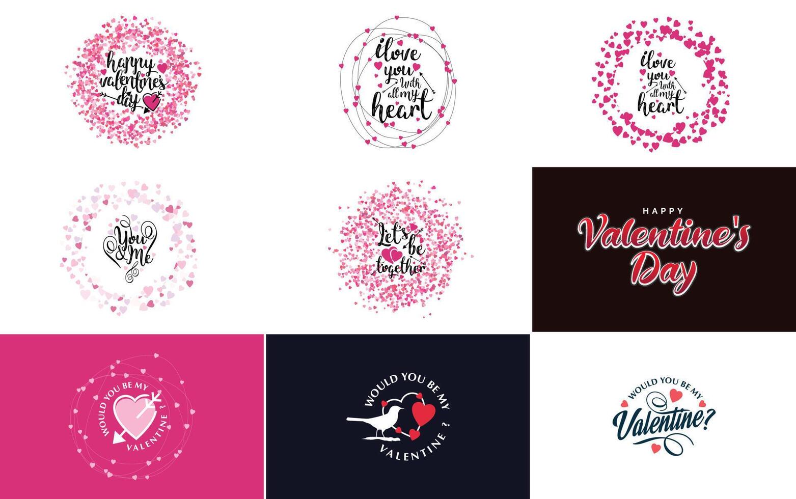 Happy Valentine's Day typography poster with handwritten calligraphy text isolated on white background element illustration vector