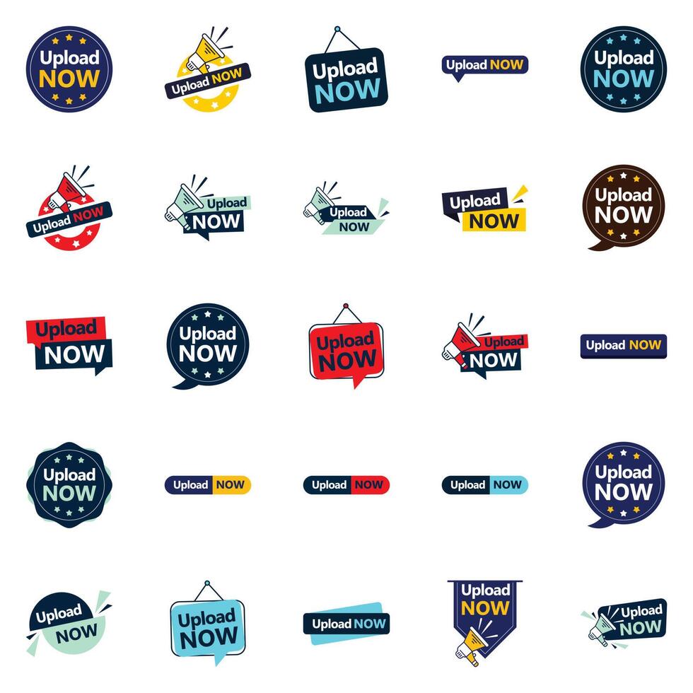 25 Customizable element Designs in the Upload Now Bundle Perfect for Advertising vector