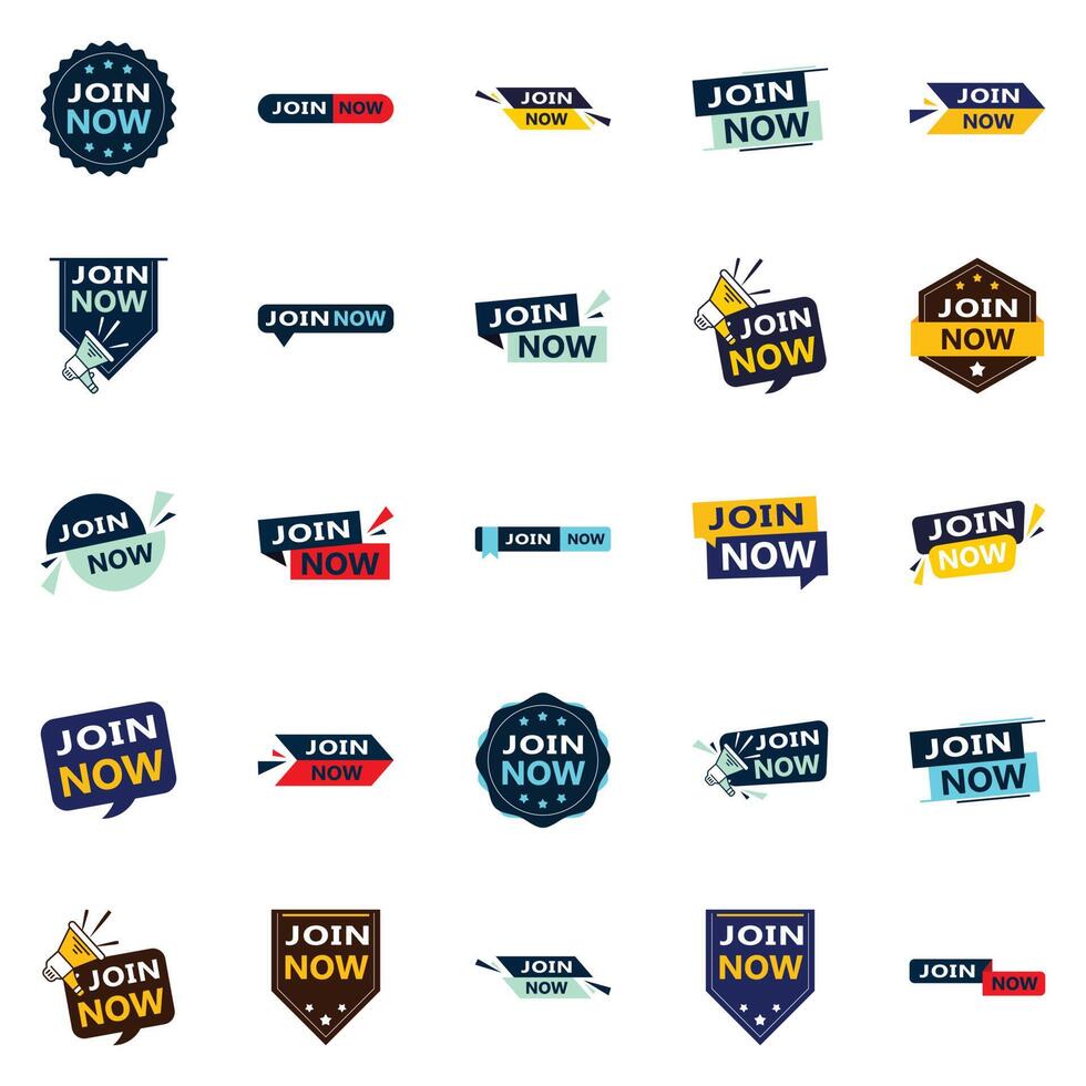 25 Professional Typographic Designs for a polished recruitment message Join Now vector