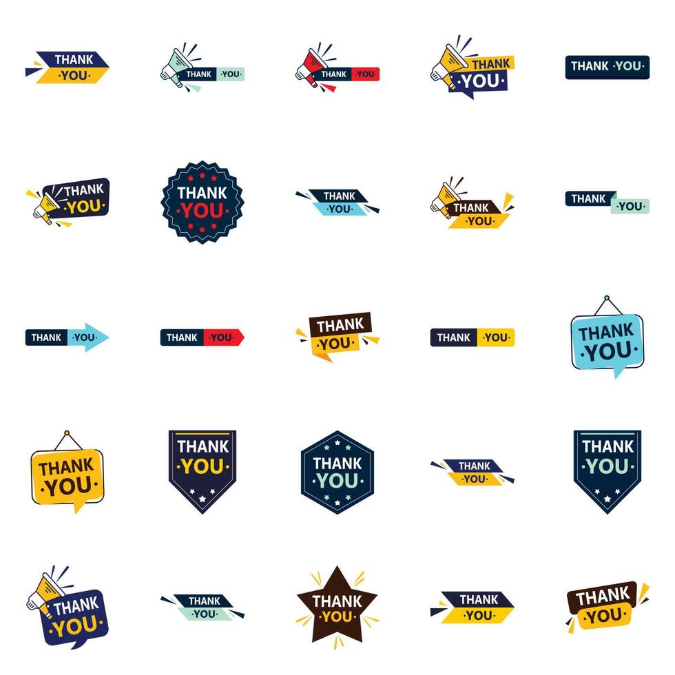 Thankyou 25 Professional element Icons for a refined and sophisticated thank you message vector